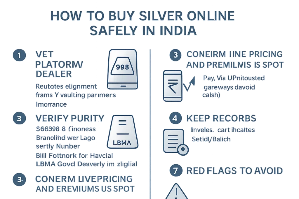 Is it safe to buy silver online in India in 2025? 2 Infographic checklist for buying silver online safely in India