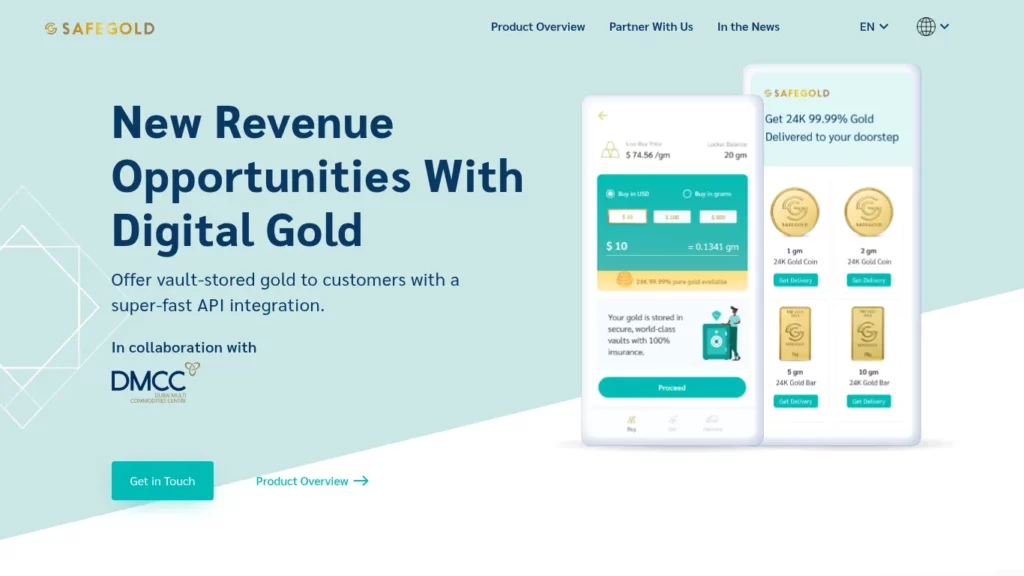 SafeGold website hero screenshot