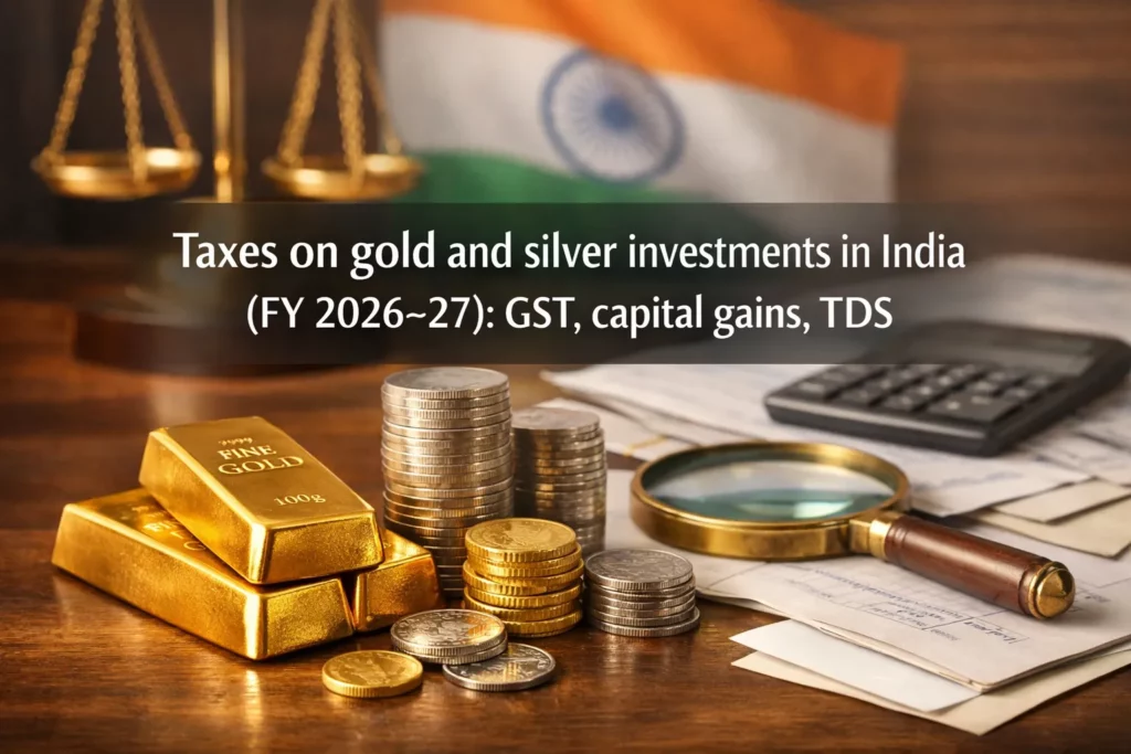 Taxes20on20gold20and20silver20investments20in20India20FY202026E2809327 20GST20capital20gains20TDS cover