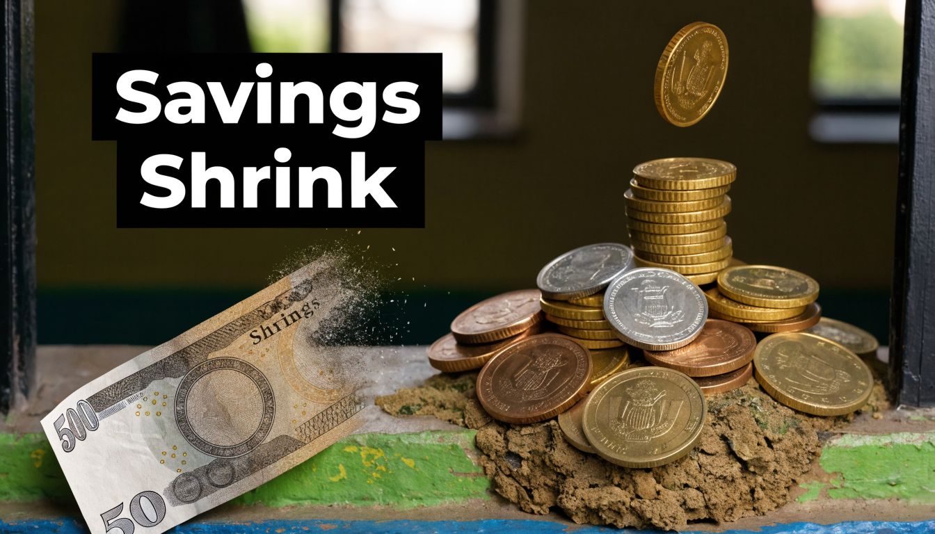 A conceptual image showing a 500 currency note dissolving into dust next to a pile of coins.