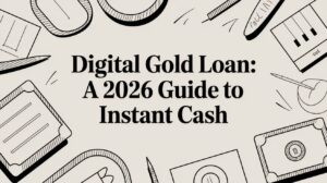 digital gold loan hand drawn illustration