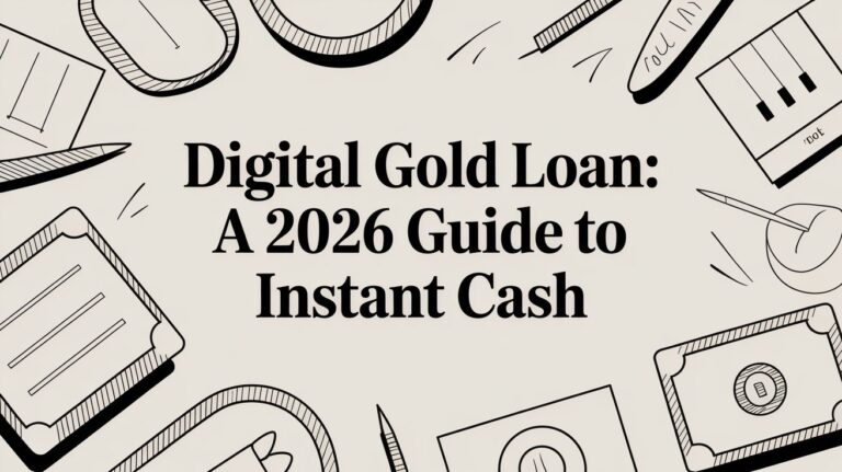 digital gold loan hand drawn illustration