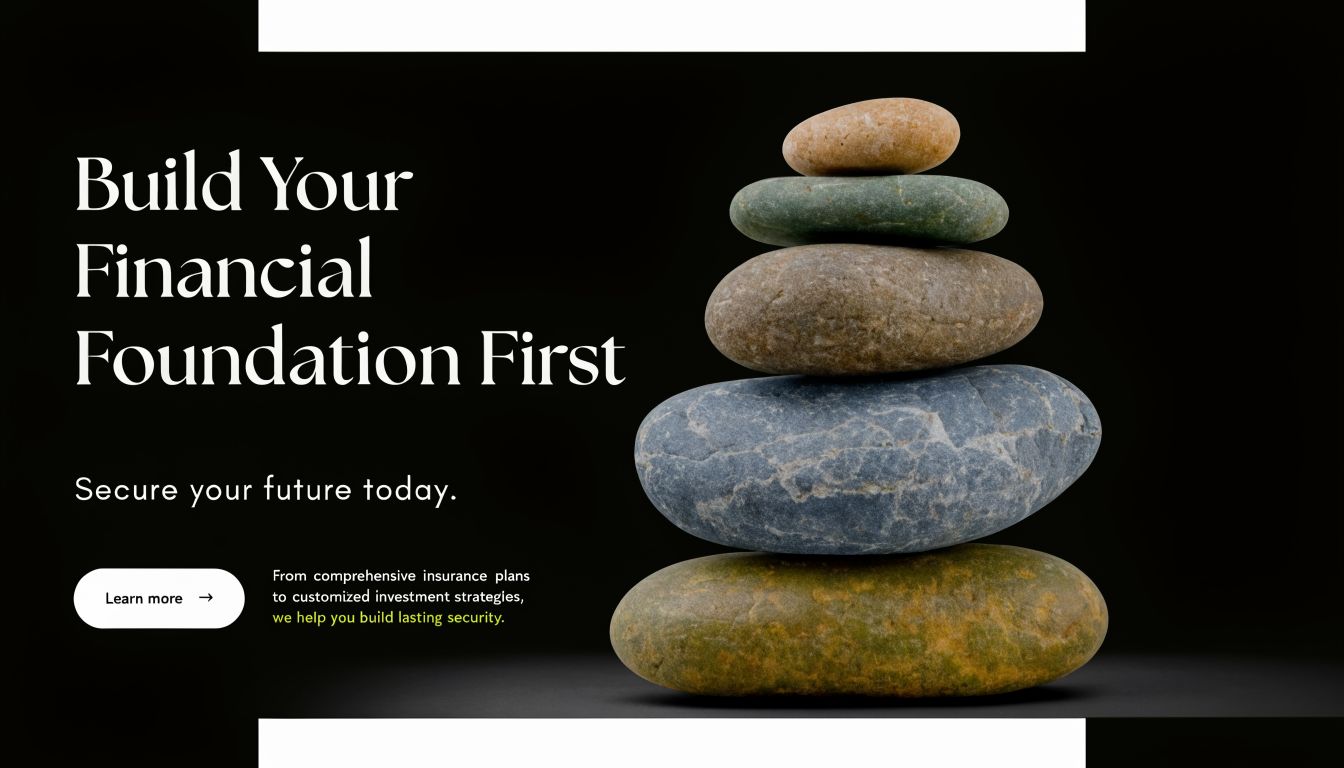 A stack of smooth balanced stones against a black background, representing financial security and stability.